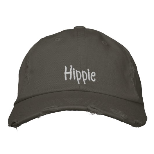 Cool Hippie Rustic Nickel Grau Vintag Bestickte Baseballkappe (Vorderseite)