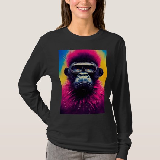 Cool Hipster Colorful Gorilla Illustration Graphic T-Shirt (Vorderseite)