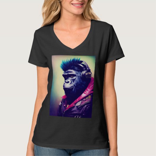 Cool Hipster Colorful Gorilla Illustration Graphic T-Shirt (Vorderseite)
