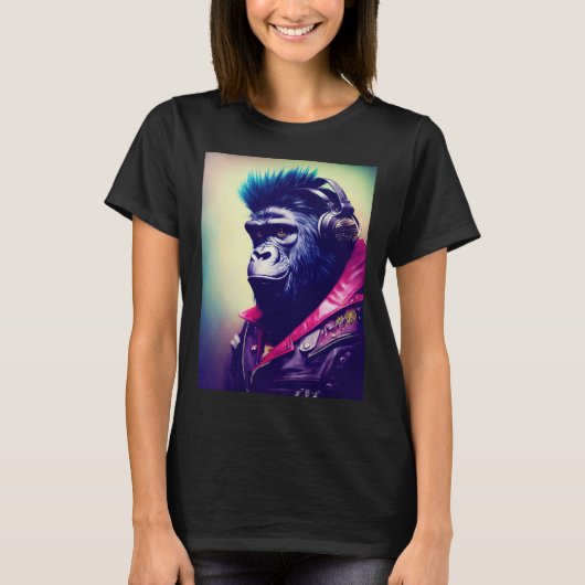 Cool Hipster Colorful Gorilla Illustration Graphic T-Shirt (Vorderseite)