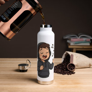 Cool Hoodie Boy Singsticker 🎧   Music Lover A Trinkflasche