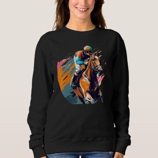 Cool Horse with Horseman for Horseracing Sweatshirt (Vorderseite)