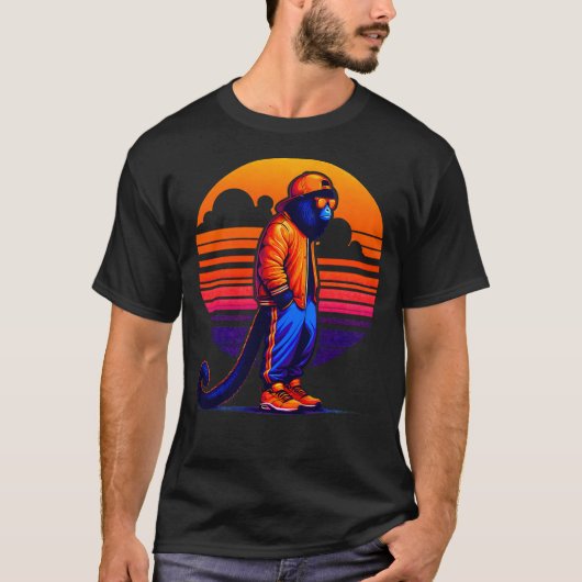 Cool Howler Monkey Modern Urban Style Sunset Retro T-Shirt (Vorderseite)