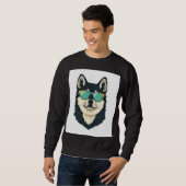 Cool Husky in Sunglasses – Men's Black Sweatshirt (Vorne ganz)