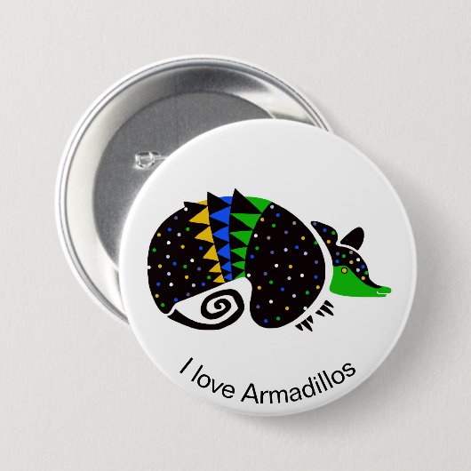 Cool I Liebe ARMADILLO - Gefährdete Tiergrafik Button (Vorne & Hinten)