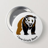 Cool I Liebe GRIZZLY Bars - Wildtiere - Natur Button (Vorne & Hinten)
