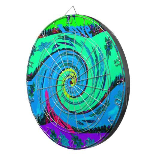 Cool I Liebe Hawaii: Design von Blumenmustern für  Dartscheibe (Vorderseite rechts)