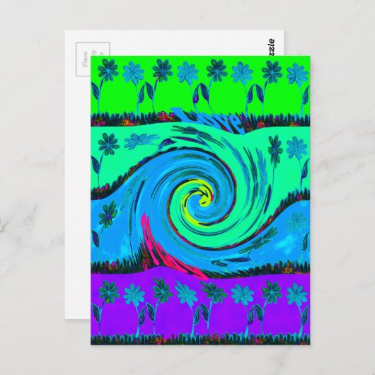 Cool I Liebe Hawaii: Design von Blumenmustern für Postkarte (Vorne/Hinten)
