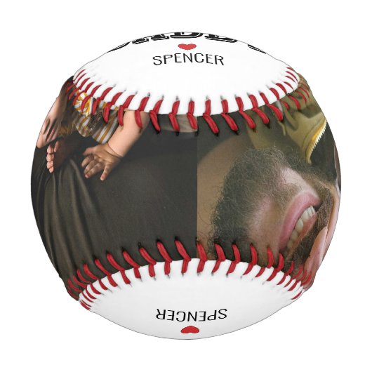 Cool I Liebe Sie 2 FotoCollage einzigartig Baseball (Vorderseite)