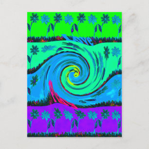 Cool I Love Hawaii: Florale Pop-Art-Musterdesign Postkarte