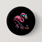 Cool Ice Hockey Flamingo Shades Style Button (Vorderseite)