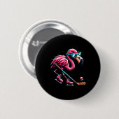 Cool Ice Hockey Flamingo Shades Style Button (Vorne & Hinten)