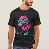 Cool Ice Hockey Flamingo With Attitude T-Shirt (Vorderseite)