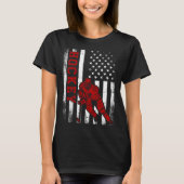 Cool Ice Hockey Player Distressed USA American Fla T-Shirt (Vorderseite)