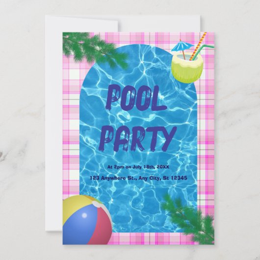 COOL! 🏖️ im Sommer - Pool Party Einladung (Vorderseite)