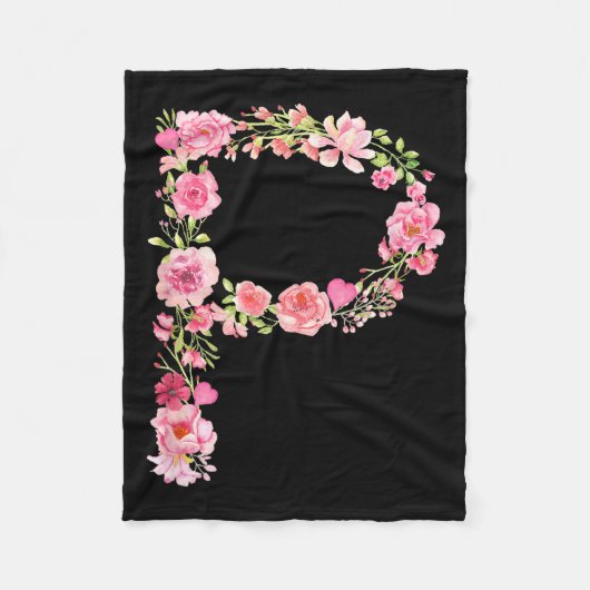 Cool Initial Alphabet Monogram Flowers Floral Lett Fleecedecke (Vorderseite)