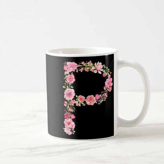 Cool Initial Alphabet Monogram Flowers Floral Lett Kaffeetasse (Rechts)