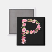 Cool Initial Alphabet Monogram Flowers Floral Lett Magnet (Vorderseite/Rückseite)