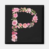 Cool Initial Alphabet Monogram Flowers Floral Lett Magnet (Vorne)