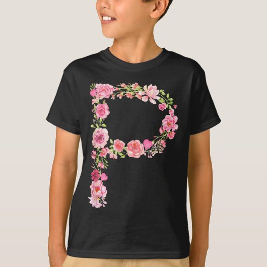 Cool Initial Alphabet Monogram Flowers Floral Lett T-Shirt (Vorderseite)
