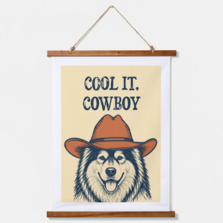 "Cool it, Cowboy" Wandteppich. Wandteppich Mit Holzrahmen