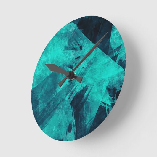 Cool Jagged Blue Abstract Runde Wanduhr (Winkel)