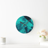 Cool Jagged Blue Abstract Runde Wanduhr (Zuhause)