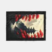 Cool Japanese Pagoda Castle Mountain Landscape Gra Fleecedecke (Vorderseite (Horizontal))