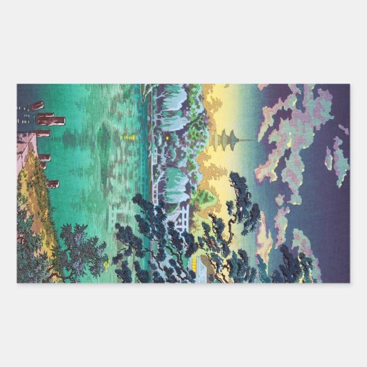 Cool japanese Ueno Shinobazu Pond Tsuchiya Koitsu Rechteckiger Aufkleber (Vorderseite)