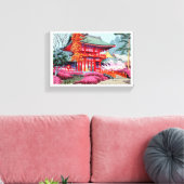 Cool Japanisch Red Tempel Spring Asano Takeji Leinwanddruck (Insitu (Wohnzimmer))