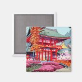 Cool Japanisch Red Tempel Spring Asano Takeji Magnet (Vorderseite/Rückseite)