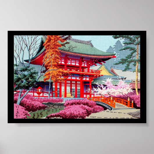 Cool Japanisch Red Tempel Spring Asano Takeji Poster (Vorne)