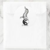 Cool Japanisch Schwarz-weiß Koi Fish Yang Runder Aufkleber (Tasche)