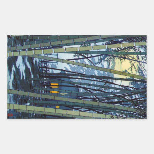 Cool japanisch Shiro Kasamatsu Bamboo Frühsommer Rechteckiger Aufkleber