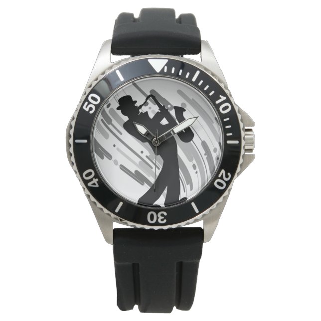 Cool Jazz Musician Thema Männer Maskuline Wristwat Armbanduhr (Vorderseite)