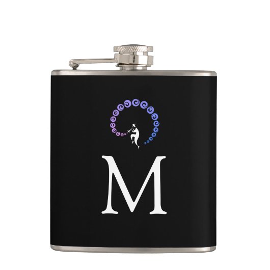 Cool Jazz Trumpet Musician Monogram Blue Lilac Flachmann (Vorderseite)