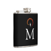 Cool Jazz Trumpet Musician Monogram Yellow Orange Flachmann (Rechts)