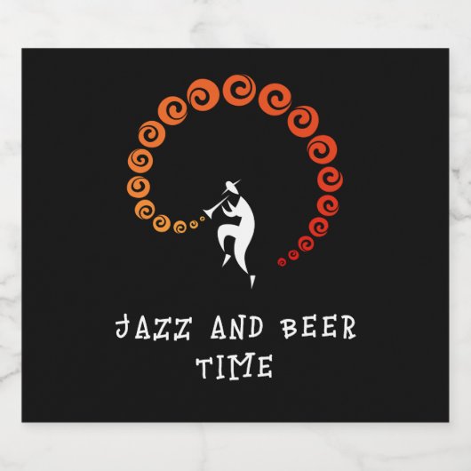 Cool Jazz Trumpet Musikermusik Gelb Orange Bierflaschenetikett (Einzelnes Label)