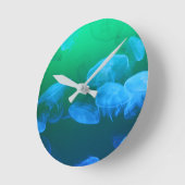 Cool Jellyfish Green Blue Gradient Runde Wanduhr (Winkel)