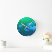 Cool Jellyfish Green Blue Gradient Runde Wanduhr (Zuhause)