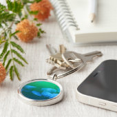 Cool Jellyfish Green Blue Gradient Schlüsselanhänger (Seite)