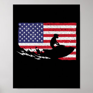 Cool Jet Ski for Men Skiers US amerikanische Flagg Poster