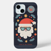 Cool Jolly Santa Claus Monogram Initial Case-Mate iPhone Hülle (Rückseite)