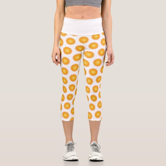 Cool Juicy Orange Fruchtscheiben weiß Capri Leggings (Vorderseite)