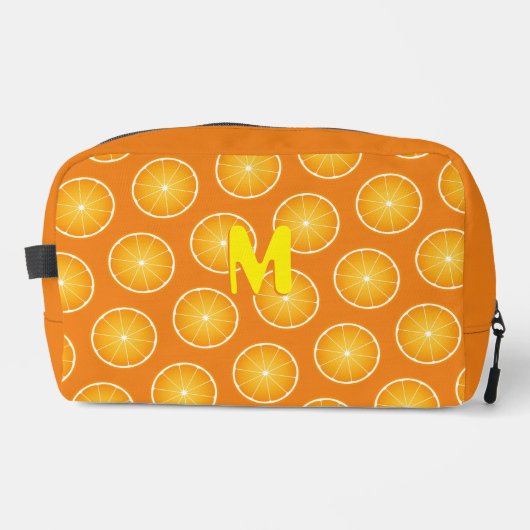 Cool Juicy Orange gelbe Fruchtscheiben Monogramm Waschbeutel (Vorderseite)