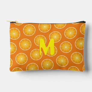 Cool Juicy Orange gelbe Fruchtscheiben Monogramm Zubehörtasche