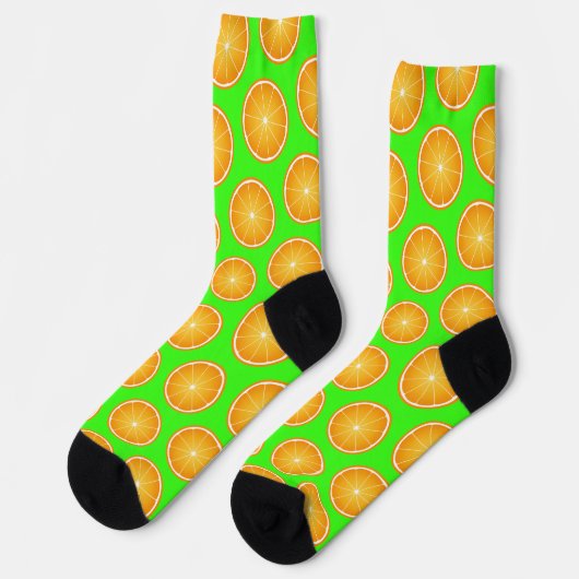 Cool Juicy Orange Obstschnitt Nebel grün Socken (Linkes Detail)