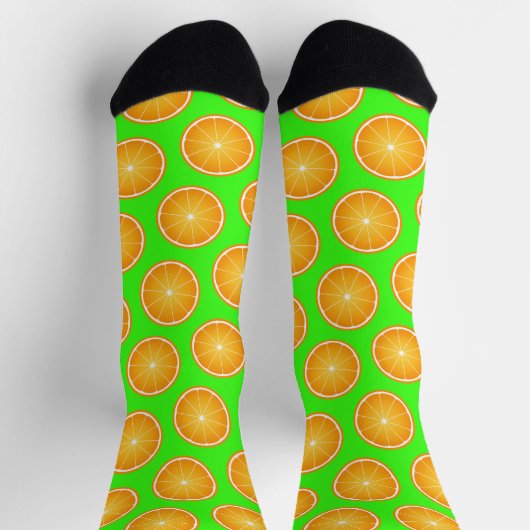 Cool Juicy Orange Obstschnitt Nebel grün Socken (Oben)