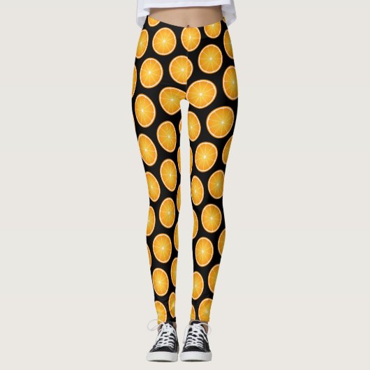 Cool Juicy Orange Obstschnitten auf schwarz Leggings (Vorderseite)