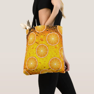 Cool Juicy Orange Schnitte auf Wassertropfen Tasche